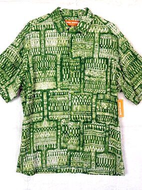 NEW JAMS WORLD Honolulu Retro Geometric Crinkle Resort Relaxed Button Up Shirt M